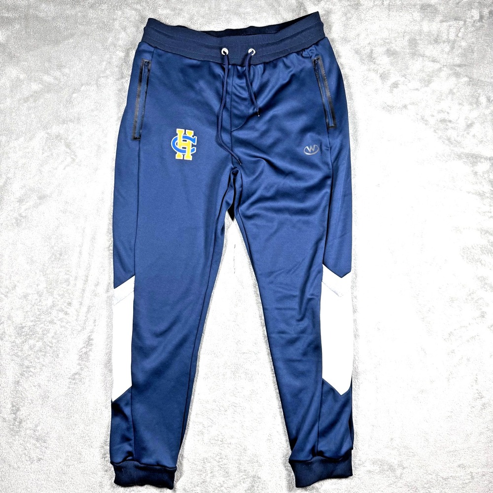 Athletic Sweatpants Men's L Blue Zip Pocket Stretch‎ Training Track Pants